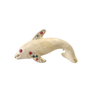 Vintage Crystal and Enamel Dolphin Brooch